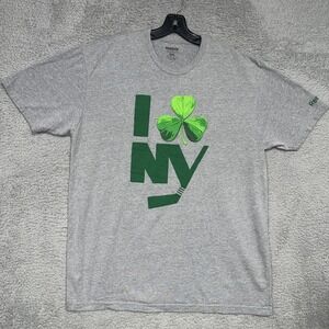 Reebok New York Islanders T Shirt Men's 2XL XXL Gray St. Patrick's Day NHL Tee